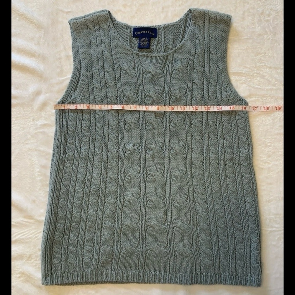 Charter Club Sage Green Cable Knit Sweater Vest Size Small. - Picture 5 of 7
